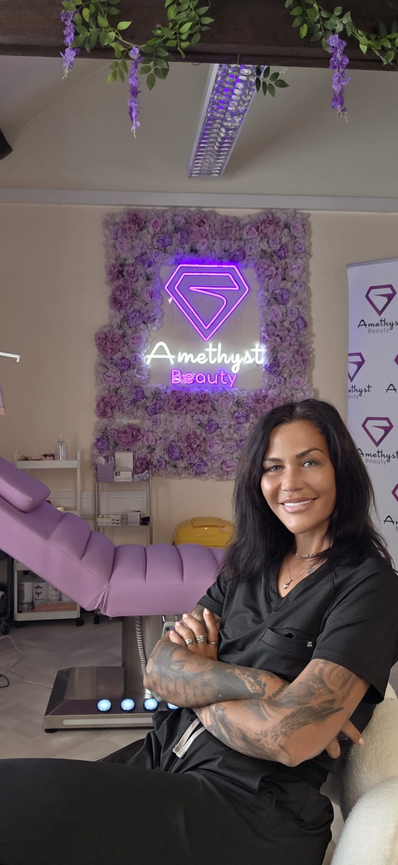 Marianne, Founder of Amethyst Aesthetics Beauty, at the clinic in South Petherton, Somerset
